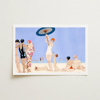 Au Lido - George Barbier 1920s Beach Fashion Art Print / Canvas Deco-style Scene Stylized Figures Swimwear, Chic, Prints