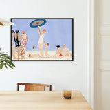 Au Lido - George Barbier 1920s Beach Fashion Art Print / Canvas Art Deco-style Framed Beach Scene Poster Stylized Figures George Barbier,