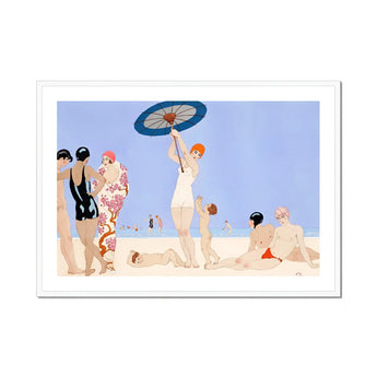 Au Lido - George Barbier 1920s Beach Fashion Art Print, Framed Beach Scene Art Print