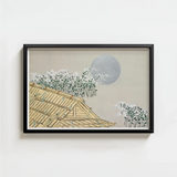 Black-framed Artwork Traditional Japanese-style Roof White Blossoms Silver Kamisaka Sekka Art, Print, Lacquered Hush Presses