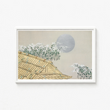 White-framed Artwork Traditional Japanese-style Roof Bamboo-like Elements Silver Kamisaka Sekka Art, Print, Lacquered Hush Presses
