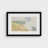 Autumn Evening - Kamisaka Sekka Art Print / Canvas Black-framed Artwork Traditional Japanese-style Roof Delicate White Blossoms, Lacquered