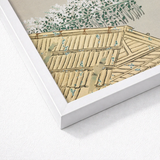 White Framed Artwork Traditional Japanese-style Roof Green Foliage Kamisaka Sekka Art, Print, Lacquered Hush Presses