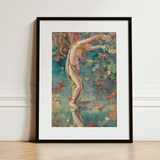 Autumn Scattering Leaves - John La Farge Art Print / Canvas, 12x16’’ / 31x41cm / Black Frame / Matboard, Posters Prints & Visual Artwork,