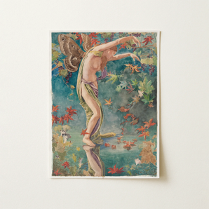 Autumn Scattering Leaves - John La Farge Art Print / Canvas, 12x16’’ / 31x41cm / Unframed / no Border, Posters Prints & Visual Artwork,