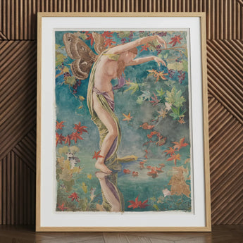 Autumn Scattering Leaves - John La Farge Art Print / Canvas, 24x32’’ / 61x81cm / Natural Frame / Matboard, Posters Prints & Visual Artwork,