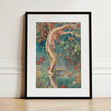 Autumn Scattering Leaves - John La Farge Art Print / Canvas Framed Art Print Graceful Nude Figure Wings Fabric Autumn Scattering Leaves,