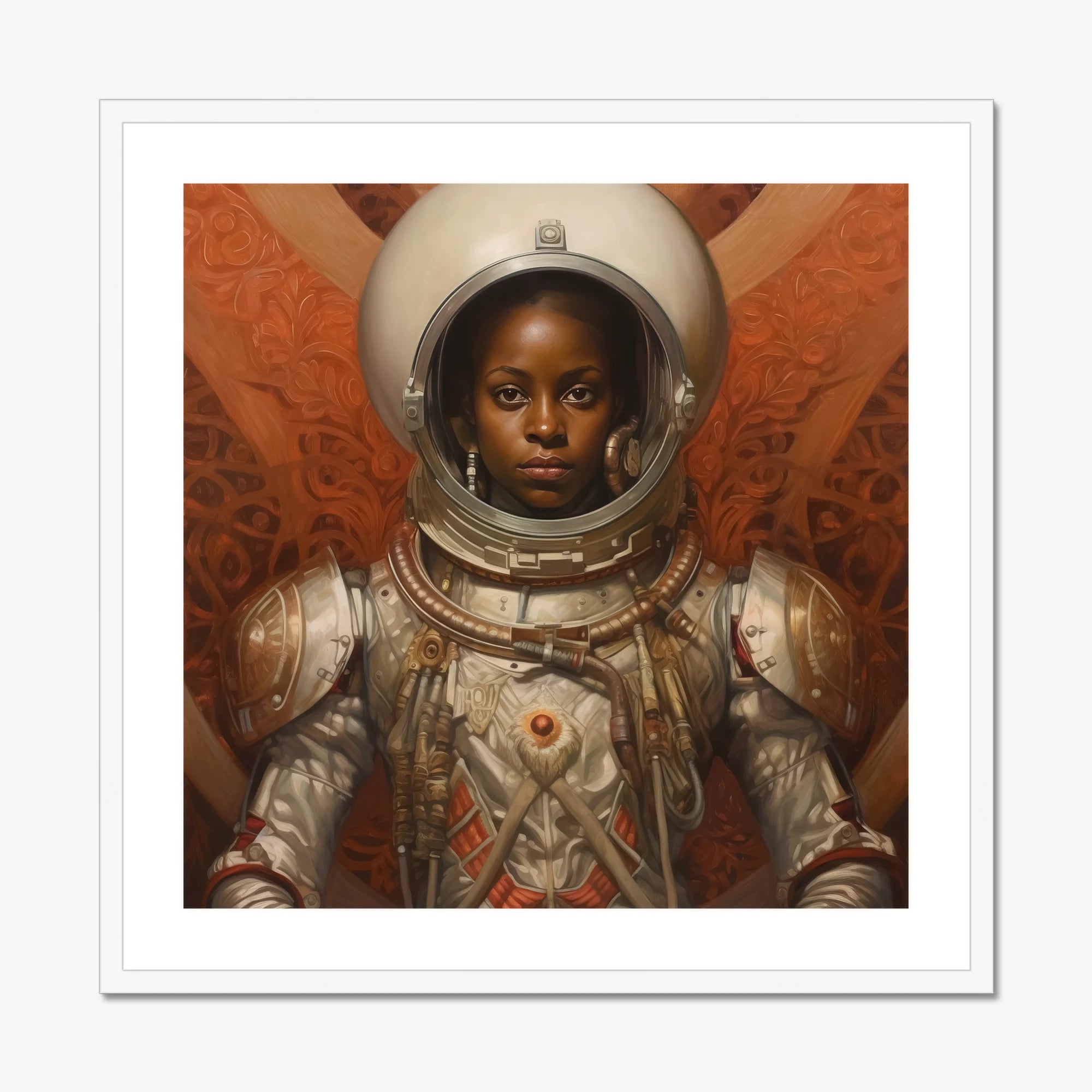 Ava - Black Lesbian Astronaut Art Print, African Woman Astronaut Vintage Suit