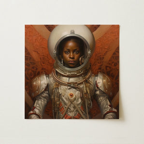 Ava - Black Lesbian Astronaut Art Print / Canvas, 12x12’’ / 31x31cm / Unframed / no Border, Posters Prints & Visual Artwork, Toby Leon