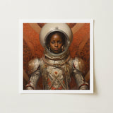 Ava - Black Lesbian Astronaut Art Print / Canvas Framed Artwork Young Girl Detailed Metallic Silver, Aesthetic, Queerest Prints