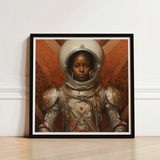 Framed Artwork Black Astronaut Detailed Silver Gold Spacesuit Lesbian, Aesthetic, Queerest