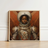 Framed Artwork Young Black Astronaut Detailed Silver Red Lesbian, Aesthetic, Queerest