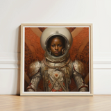 Framed Artwork Young Black Astronaut Detailed Silver Red Lesbian, Aesthetic, Queerest