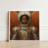 Framed Artwork Black Astronaut Detailed Silver Red Spacesuit Lesbian, Aesthetic, Queerest