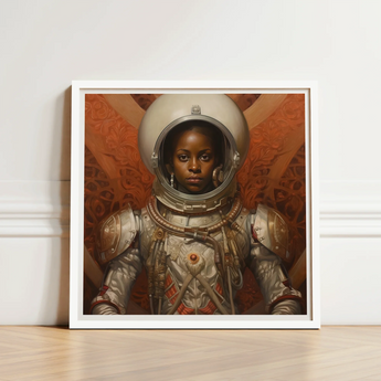 Framed Artwork Young Black Astronaut Detailed Silver Red Lesbian, Aesthetic, Queerest