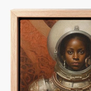 Framed Canvas Print Portrait Astronaut Detailed Metallic Spacesuit Black Lesbian, Aesthetic, Queerest