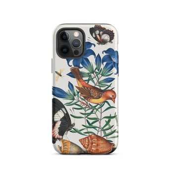 Avadavat Gentian Sawfly Swallowtail and Shells - James Bolton Iphone Case, 12 Pro / Matte, Floral Fauna Patterned Phone Case
