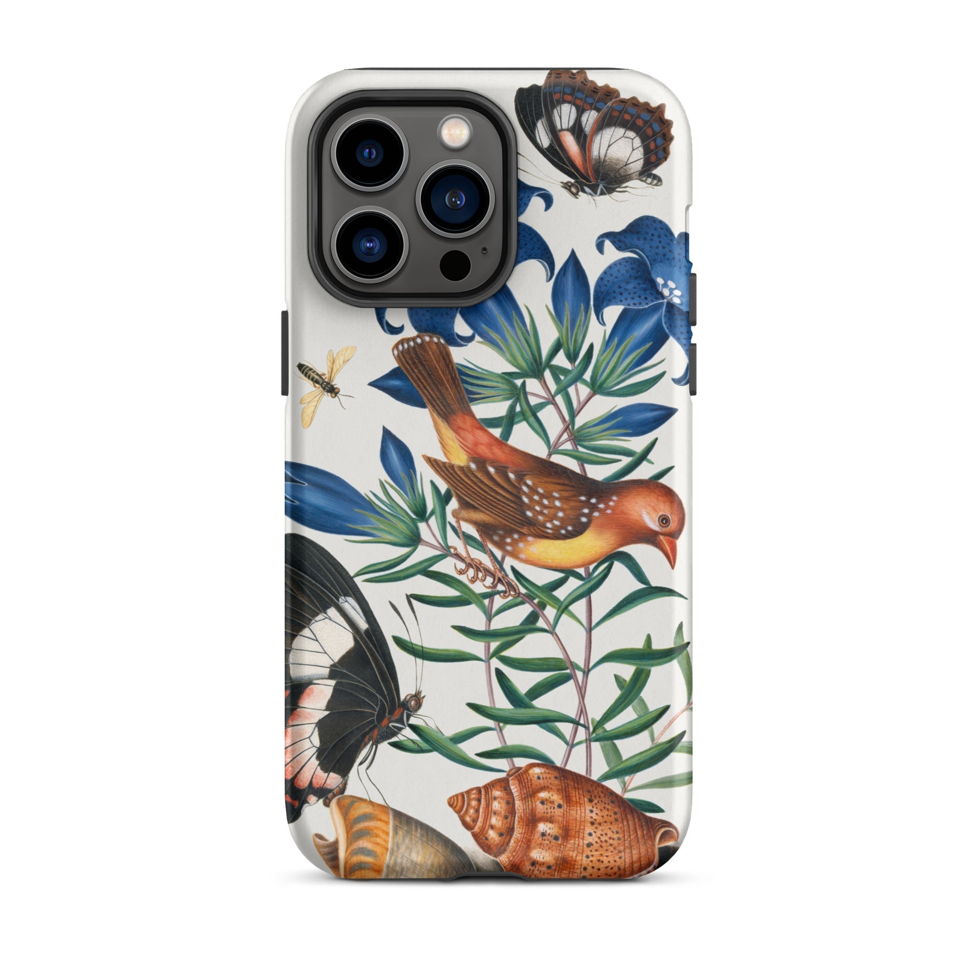 Avadavat Gentian Sawfly Swallowtail and Shells - James Bolton Iphone Case, 14 Pro Max / Matte, Iphone Case Nature-themed Design