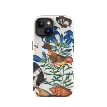 Avadavat Gentian Sawfly Swallowtail and Shells - James Bolton Iphone Case, 15 / Matte, Floral Fauna Patterned Phone Case