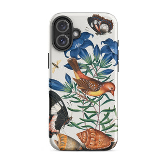 Avadavat Gentian Sawfly Swallowtail and Shells - James Bolton Iphone Case, 16 Plus / Matte, Floral Fauna Patterned Phone Case