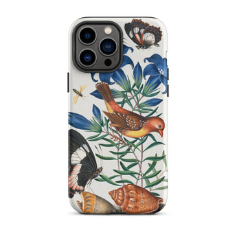Avadavat Gentian Sawfly Swallowtail and Shells - James Bolton Phone Case Iphone 13 Pro Max / Matte Floral Fauna Patterned Bolton’s