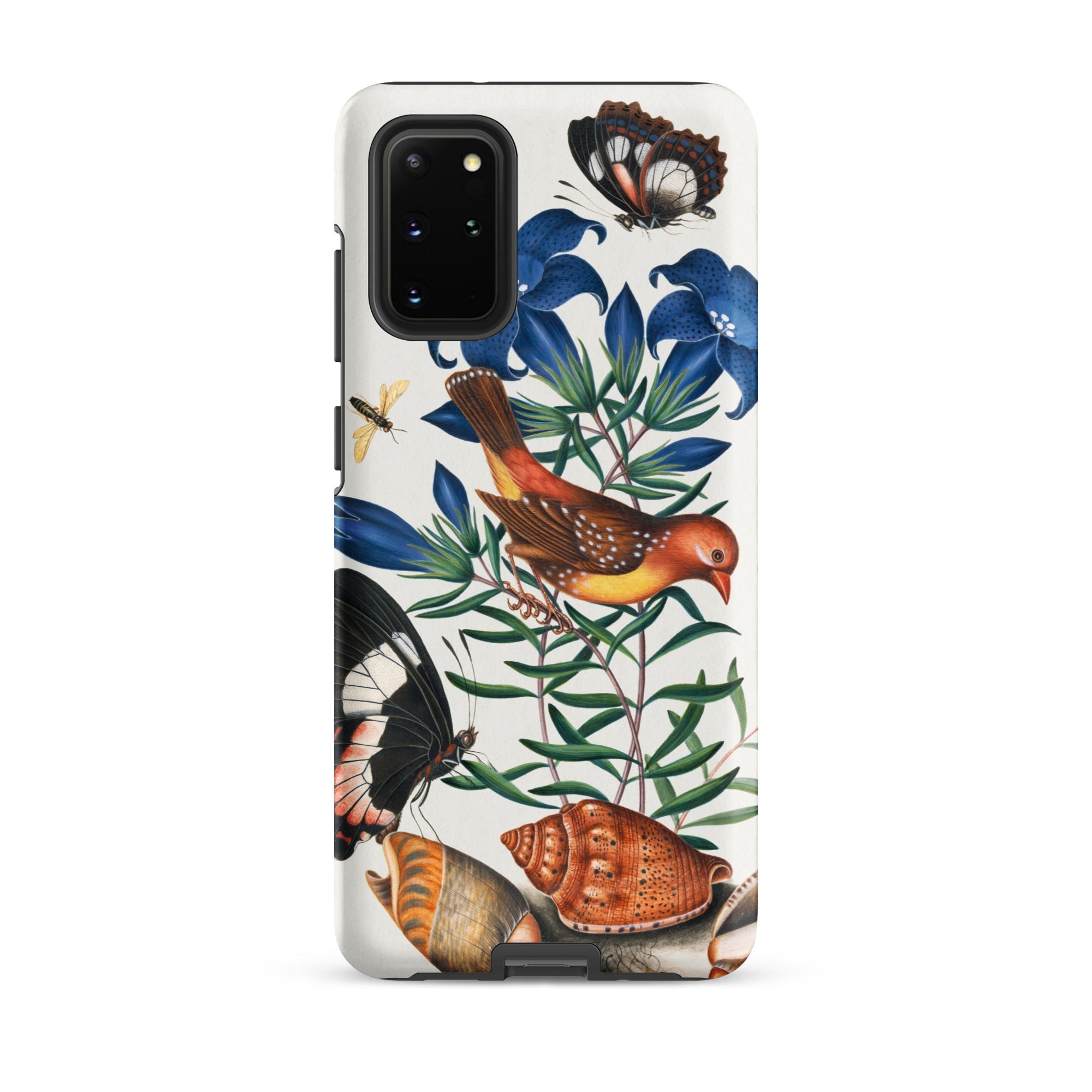 Avadavat Gentian Sawfly Swallowtail and Shells James Bolton Samsung Case, Galaxy S20 Plus / Matte, White Smartphone Case Colorful Nature