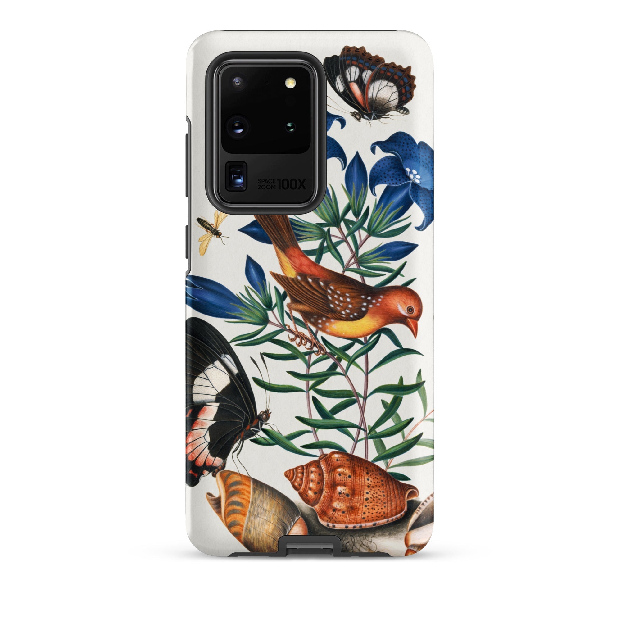 Avadavat Gentian Sawfly Swallowtail and Shells James Bolton Samsung Case, Galaxy S20 Ultra / Matte, White Smartphone Case Colorful Nature