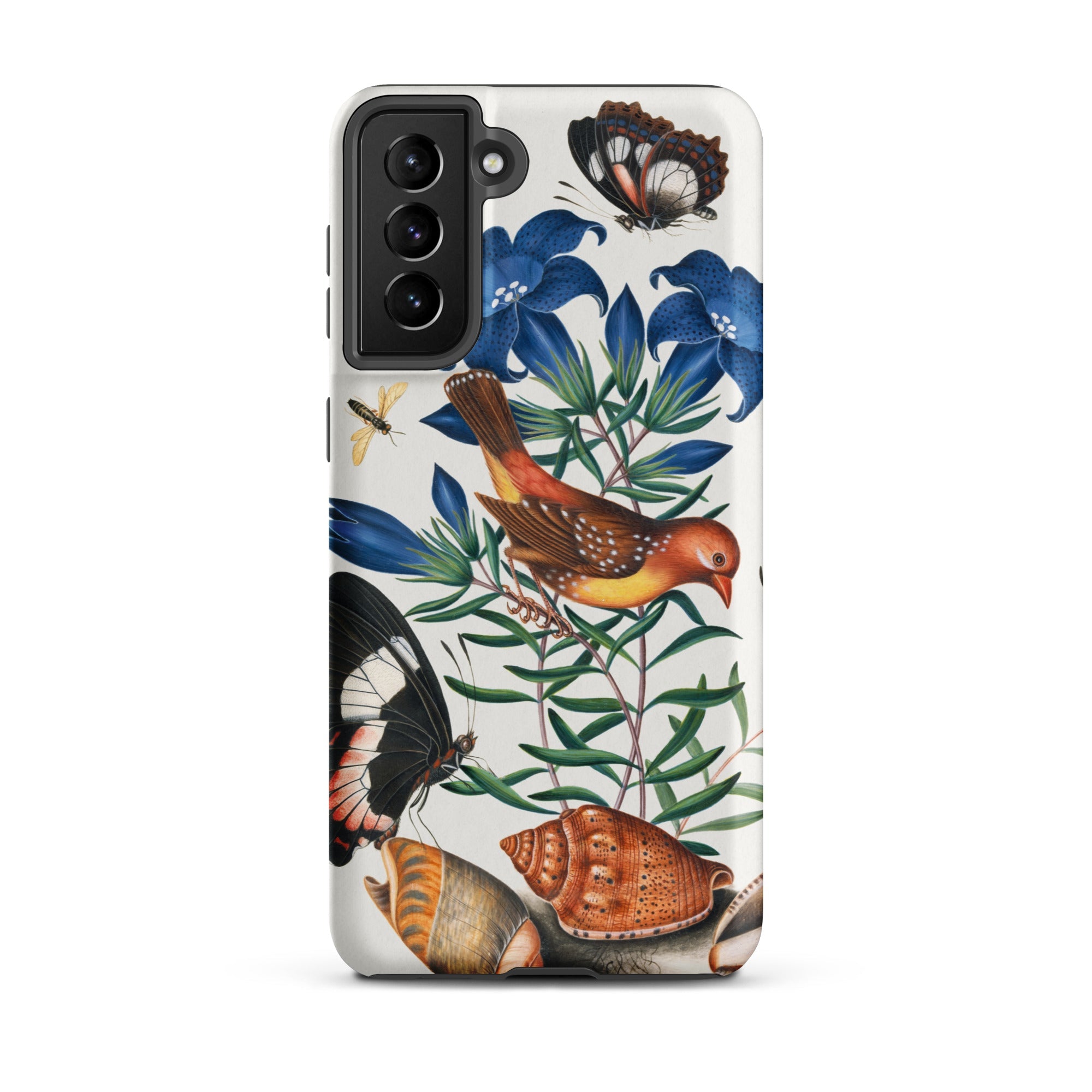 Avadavat Gentian Sawfly Swallowtail and Shells James Bolton Samsung Case, Galaxy S21 Plus / Matte, Smartphone Case Colorful Illustration