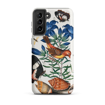Avadavat Gentian Sawfly Swallowtail and Shells - James Bolton Samsung Case, Galaxy S21 Plus / Matte, Smartphone Case Colorful Illustration