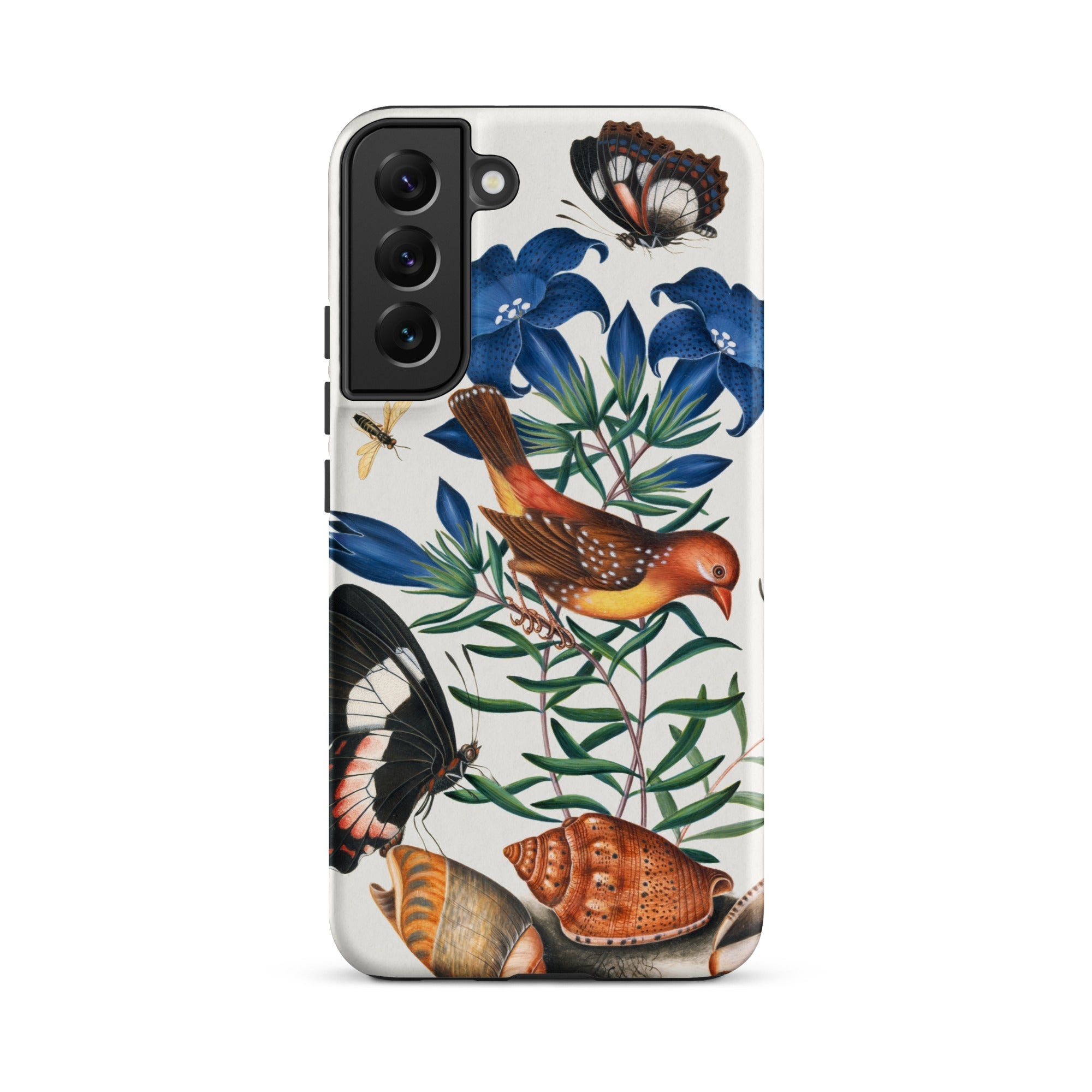 Avadavat Gentian Sawfly Swallowtail and Shells James Bolton Samsung Case, Galaxy S22 Plus / Matte, White Smartphone Case Colorful Nature