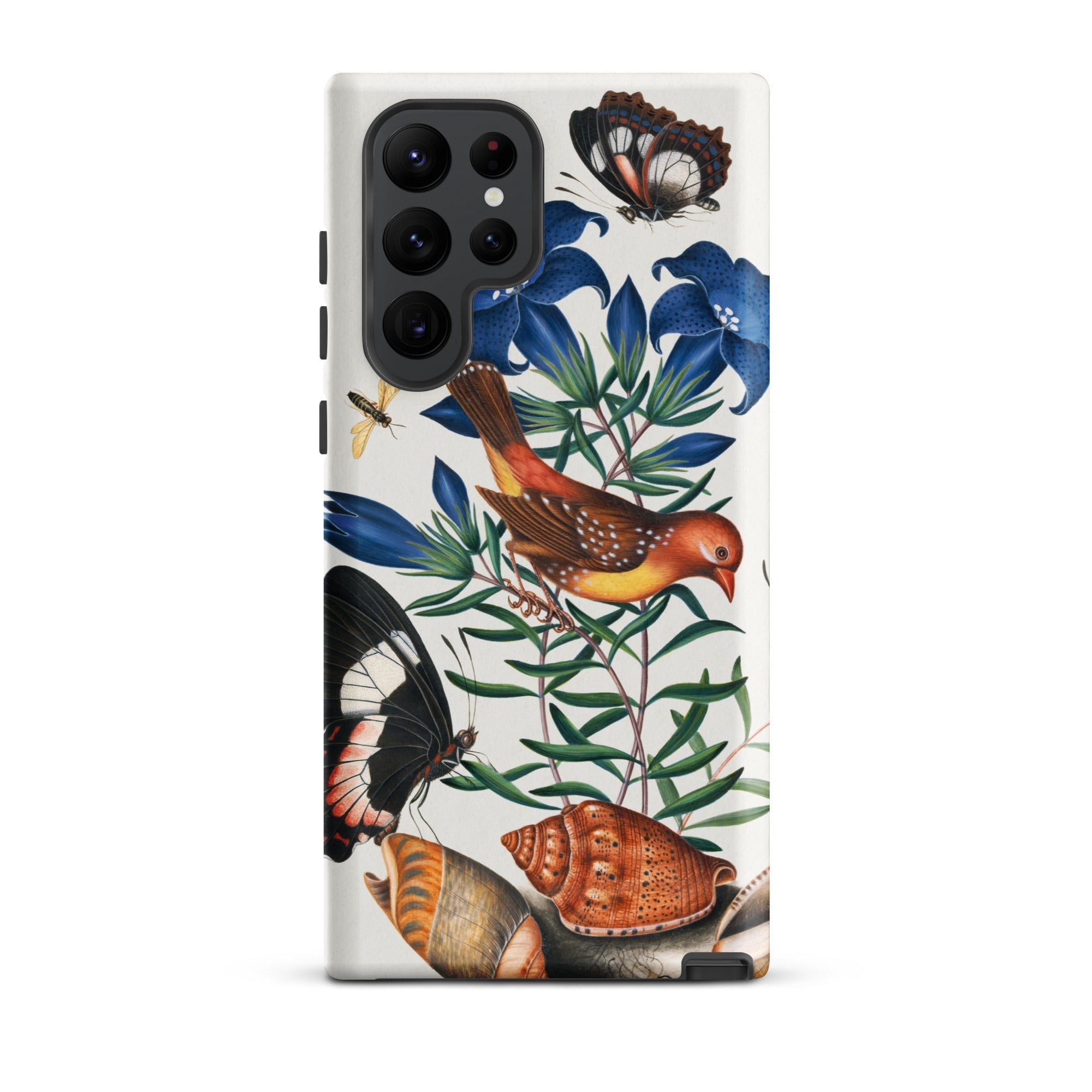 Avadavat Gentian Sawfly Swallowtail and Shells James Bolton Samsung Case, Galaxy S22 Ultra / Matte, White Smartphone Case Colorful Natural