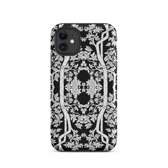 Aviary Black Aesthetic Pattern Art Iphone Case 11 / Matte Black White Floral Patterned Phone Case Pattern Art Phone, Battle-tested Design,