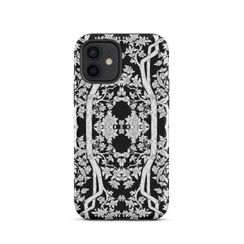 Aviary Black Aesthetic Pattern Art Iphone Case 12 / Matte Black White Floral Patterned Phone Case Pattern Art Phone, Battle-tested Design,