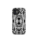 Aviary Black Aesthetic Pattern Art Iphone Case, 12 Mini / Matte, Black White Floral Patterned Phone Case