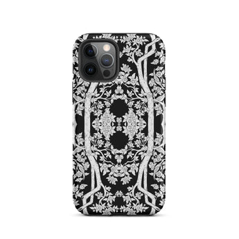 Aviary Black Aesthetic Pattern Art Iphone Case, 12 Pro / Matte, Black White Floral Patterned Phone Case