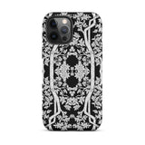 Aviary Black Aesthetic Pattern Art Iphone Case 12 Pro Max / Matte Black White Floral Patterned Phone Case Pattern Art Phone, Battle-tested