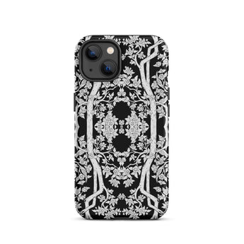 Aviary Black Aesthetic Pattern Art Iphone Case 13 / Matte Black White Floral Patterned Phone Case Pattern Art Phone, Battle-tested Design,
