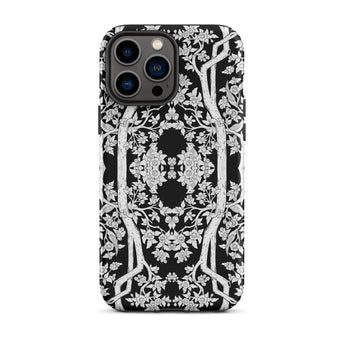 Aviary Black Aesthetic Pattern Art Iphone Case, 13 Pro Max / Matte, Black White Floral Patterned Phone Case