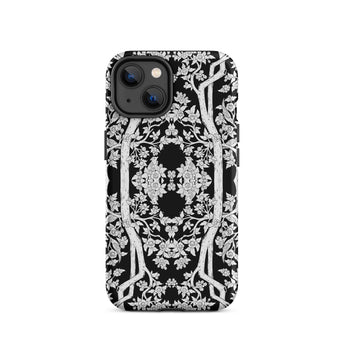 Aviary Black Aesthetic Pattern Art Iphone Case, 14 / Matte, Black White Floral Patterned Phone Case