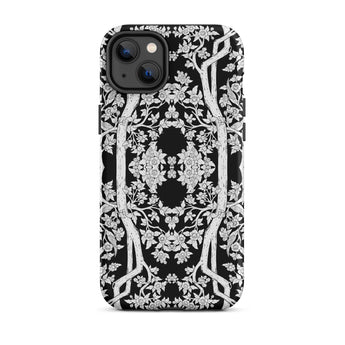 Aviary Black Aesthetic Pattern Art Iphone Case 14 Plus / Matte Black White Floral Patterned Phone Case Pattern Art Phone, Battle-tested