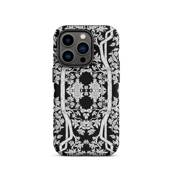 Aviary Black Aesthetic Pattern Art Iphone Case, 14 Pro / Matte, Black White Floral Phone Case