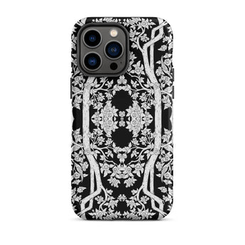 Aviary Black Aesthetic Pattern Art Iphone Case, 14 Pro Max / Matte, Black White Floral Patterned Phone Case