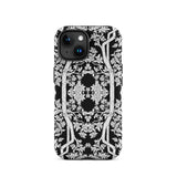 Aviary Black Aesthetic Pattern Art Iphone Case, 15 / Matte, Black White Floral Patterned Phone Case