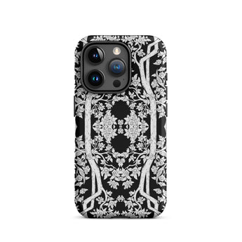 Aviary Black Aesthetic Pattern Art Iphone Case 15 Pro / Matte Black White Floral Patterned Phone Case Pattern Art Phone, Battle-tested