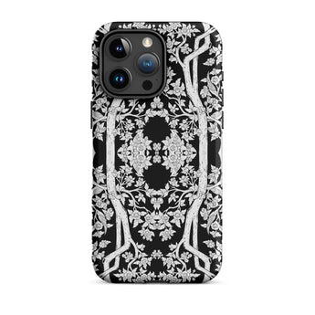 Aviary Black Aesthetic Pattern Art Iphone Case, 15 Pro Max / Matte, Black White Floral Patterned Phone Case