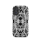 Aviary Black Aesthetic Pattern Art Iphone Case, 16 / Matte, Black White Floral Phone Case