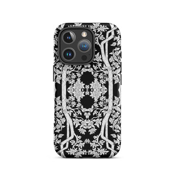 Aviary Black Aesthetic Pattern Art Iphone Case 16 Pro / Matte Black White Floral Patterned Phone Case Pattern Art Phone, Battle-tested