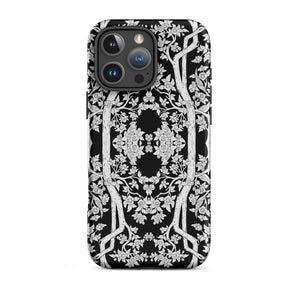 Aviary Black Aesthetic Pattern Art Iphone Case 16 Pro Max / Matte Black White Floral Patterned Phone Case Pattern Art Phone, Battle-tested