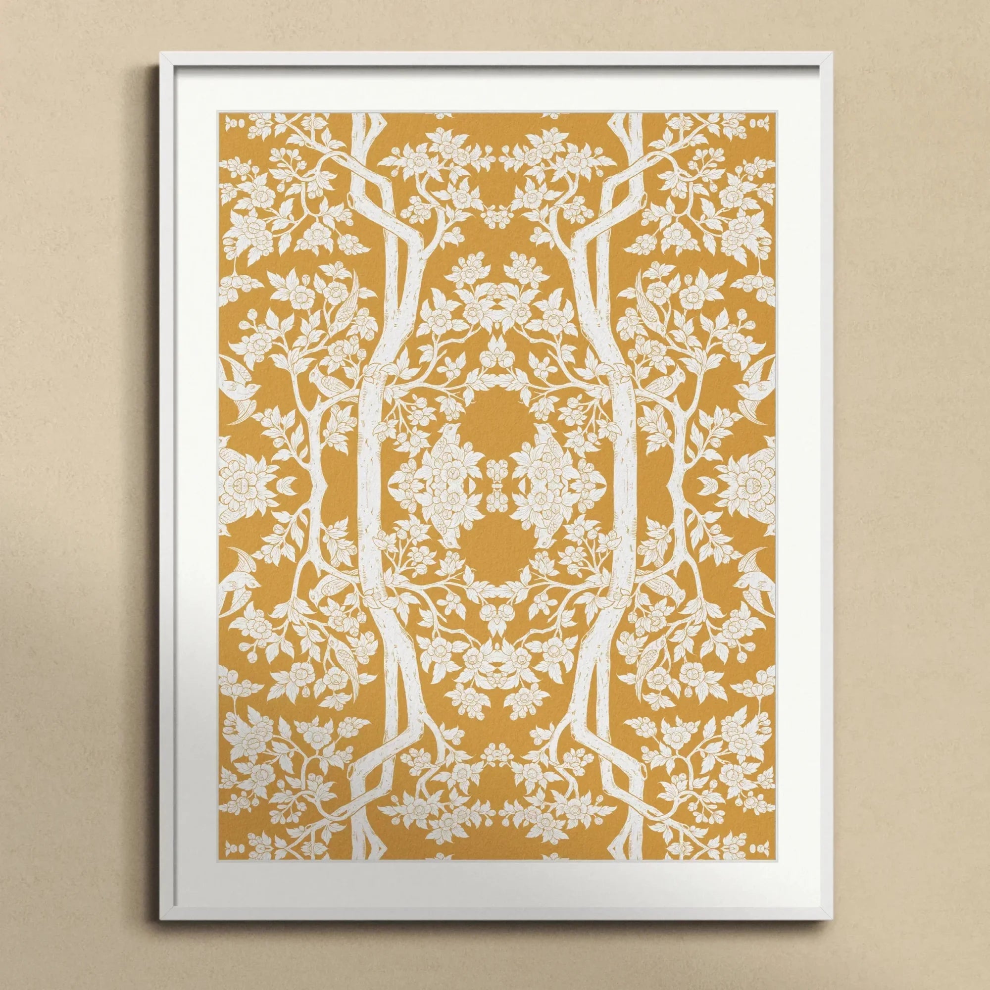 Aviary Black Art Print, Framed Botanical Pattern Art Print