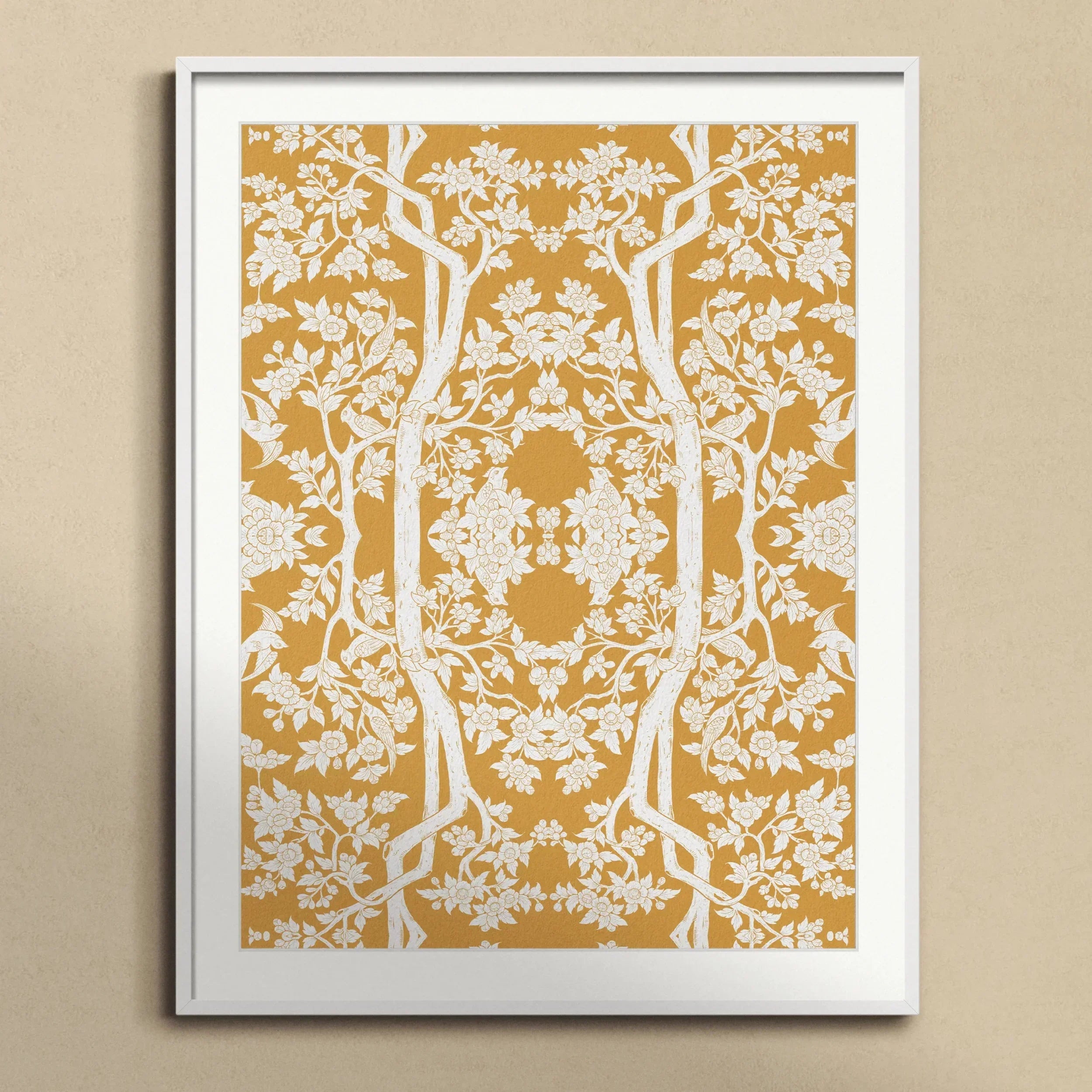 Aviary Black Art Print, Framed Botanical Pattern Art Print